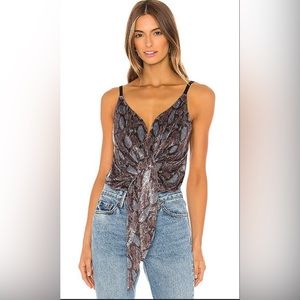Tie Front Cami Bodysuit in Blue Multi
J.O.A.